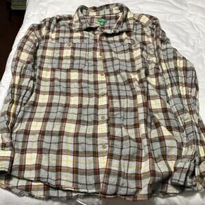 Dip Mens Plaid Flannel Shirt Size XL, In Gray/brown/white/yellow/orange